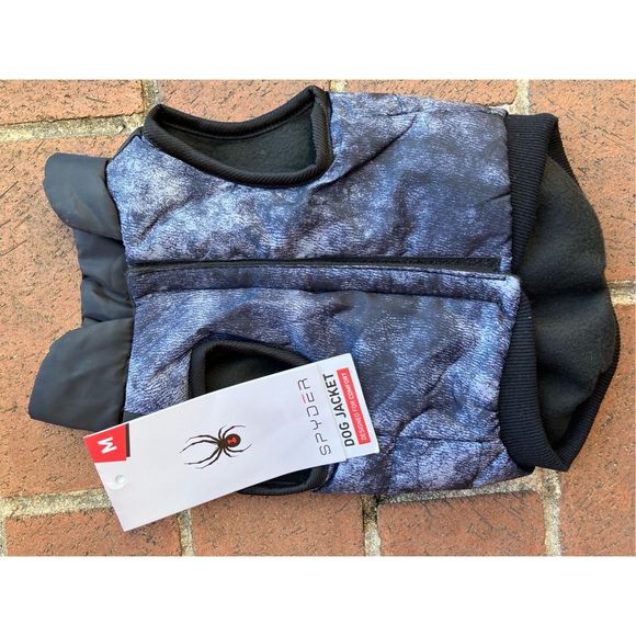 Spyder Marled Lined Warm Logo Dog Vest Coat Jacket Blue Black Medium NWT - Picture 1 of 5